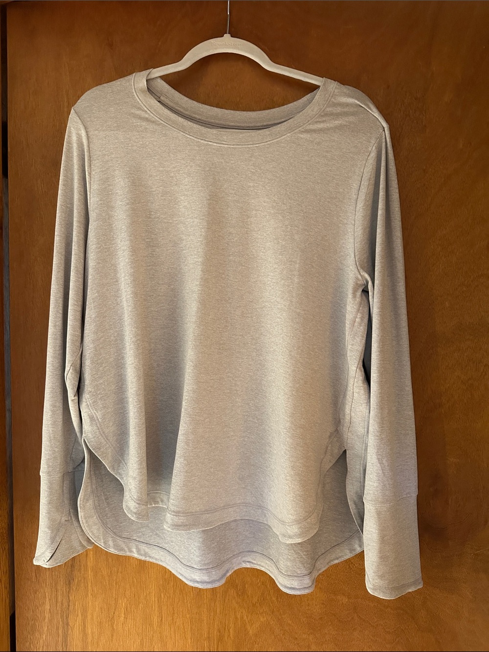 Athleta Light Taupe Long-Sleeve Crewneck Top